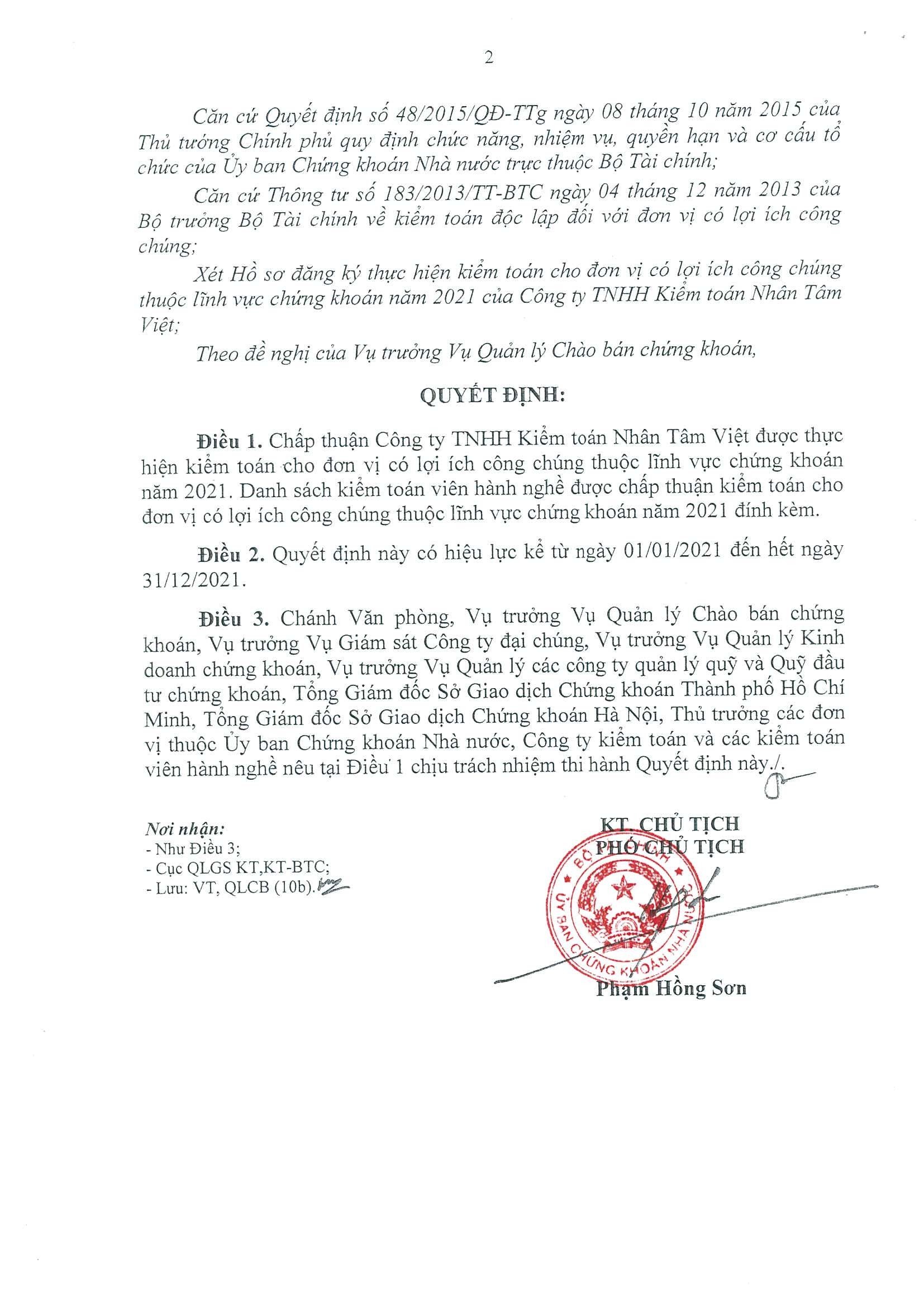 Thông báo cập nhật bổ sung thông tin báo cáo minh bạch tháng 11 (Về việc kiểm toán cho các đơn vị có LICC thuộc lĩnh vực chứng khoán năm 2021)